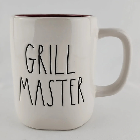⭐️2/ $50⭐️ Rae Dunn White Ceramic Coffee Tea Mug Large Letters GRILL MASTER BBQ - Picture 2 of 10